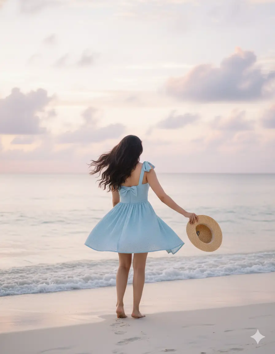 Twirls & Tides: A Pastel Beach Reverie